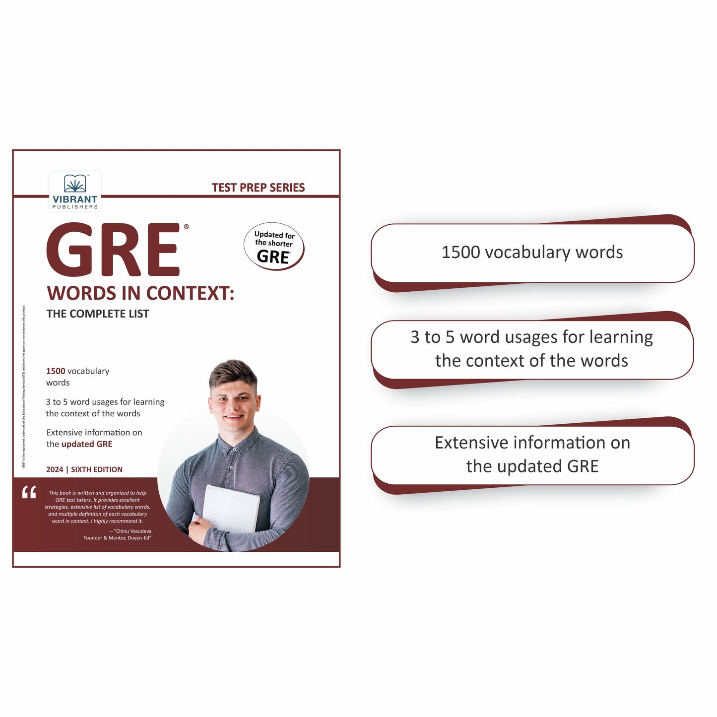 GRE SELF STUDY - 6 Practice Tests + Analytical Writing: Book 1 + Master Wordlist: 1535 Words + Quantitative Reasoning + Reading Comprehension + Text Completion + Complete List - Test Prep Series