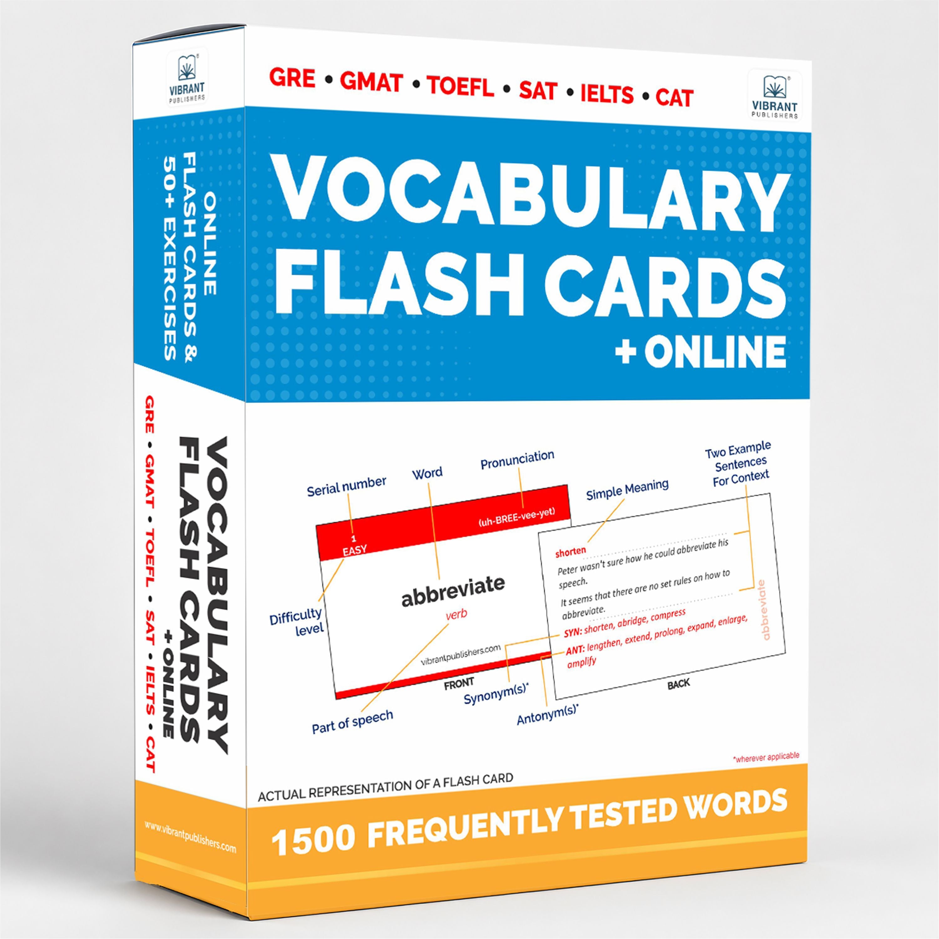 1500 VOCABULARY FLASH CARDS + ONLINE for GRE GMAT SAT CAT – HIGH