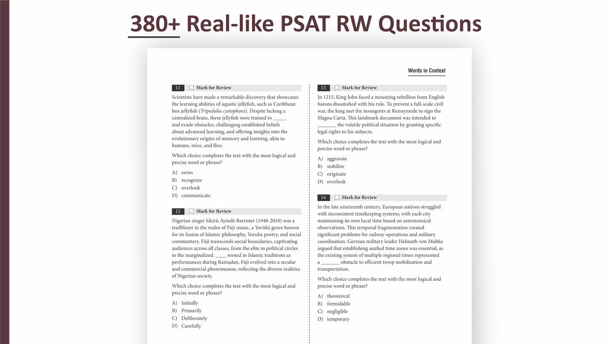 PSAT/NMSQT Reading and Writing Practice Questions
