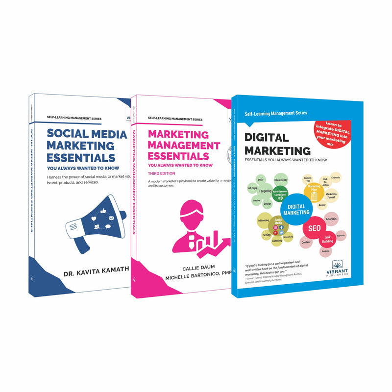 Marketing Essentials Combo: Practical Approaches to Digital Marketing, Social Media Growth, SEO Optimization, ROI Measurement, and Customer Engagement (Set of 3 Books)
