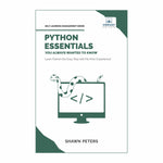 Cover of the book Python Essentials You Always Wanted to Know, a beginner-friendly guide to learning Python programming, featuring a snake wrapped around a computer monitor.