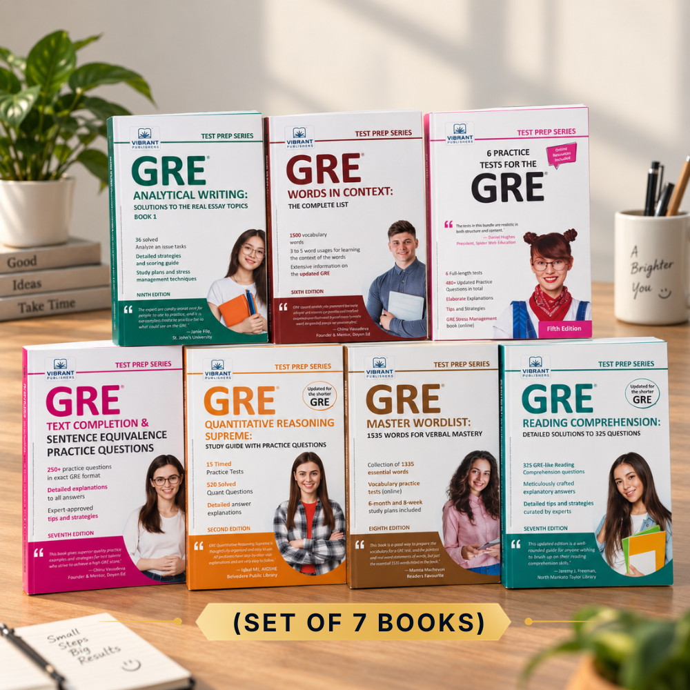 GRE Self Study: 6 Practice Tests, Analytical Writing (Book 1), Master Wordlist (1535 Words), Quantitative Reasoning, Reading Comprehension, Text Completion, Complete List (Set of 7 Books)