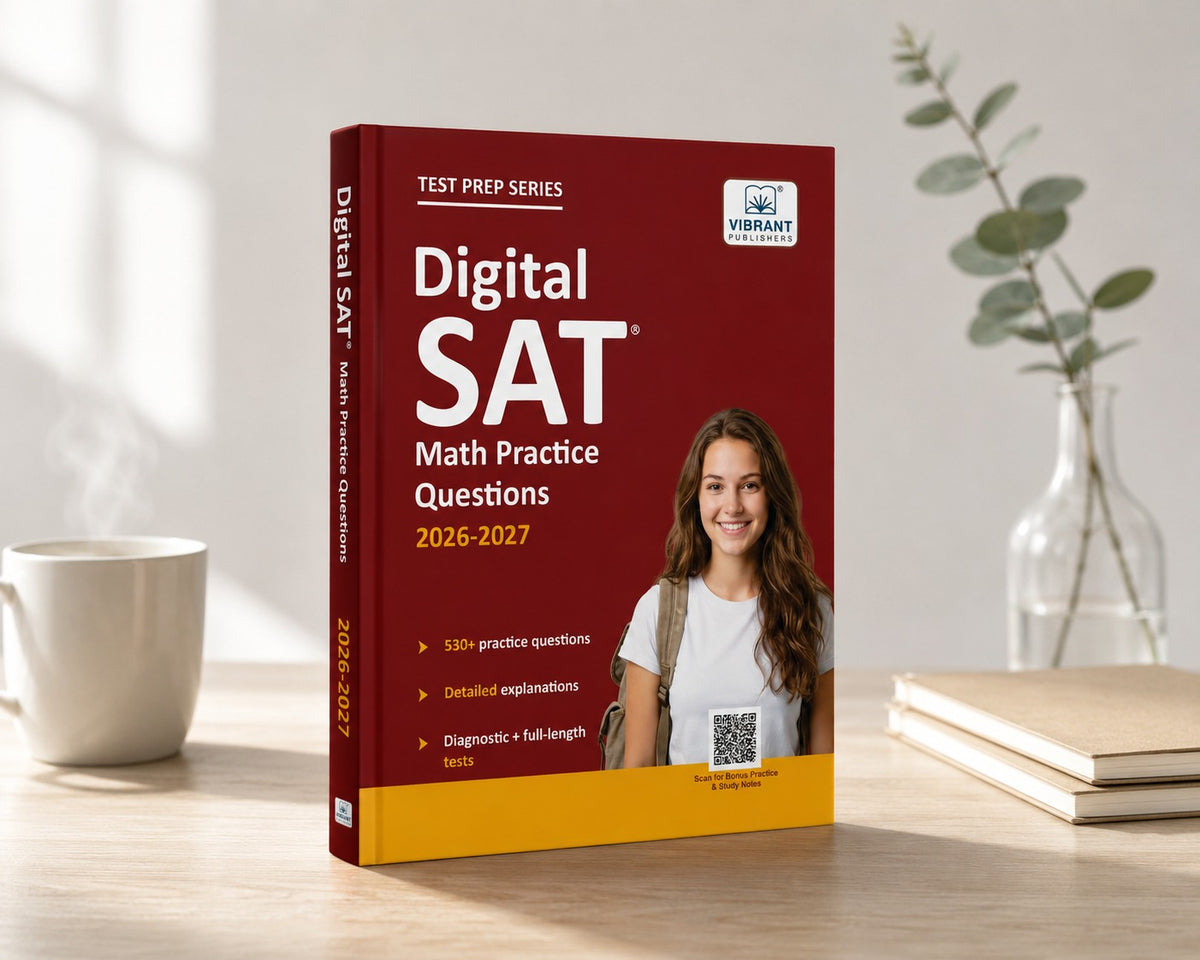 Book of digital SAT Math practice Questions by Vibrant publishers. 