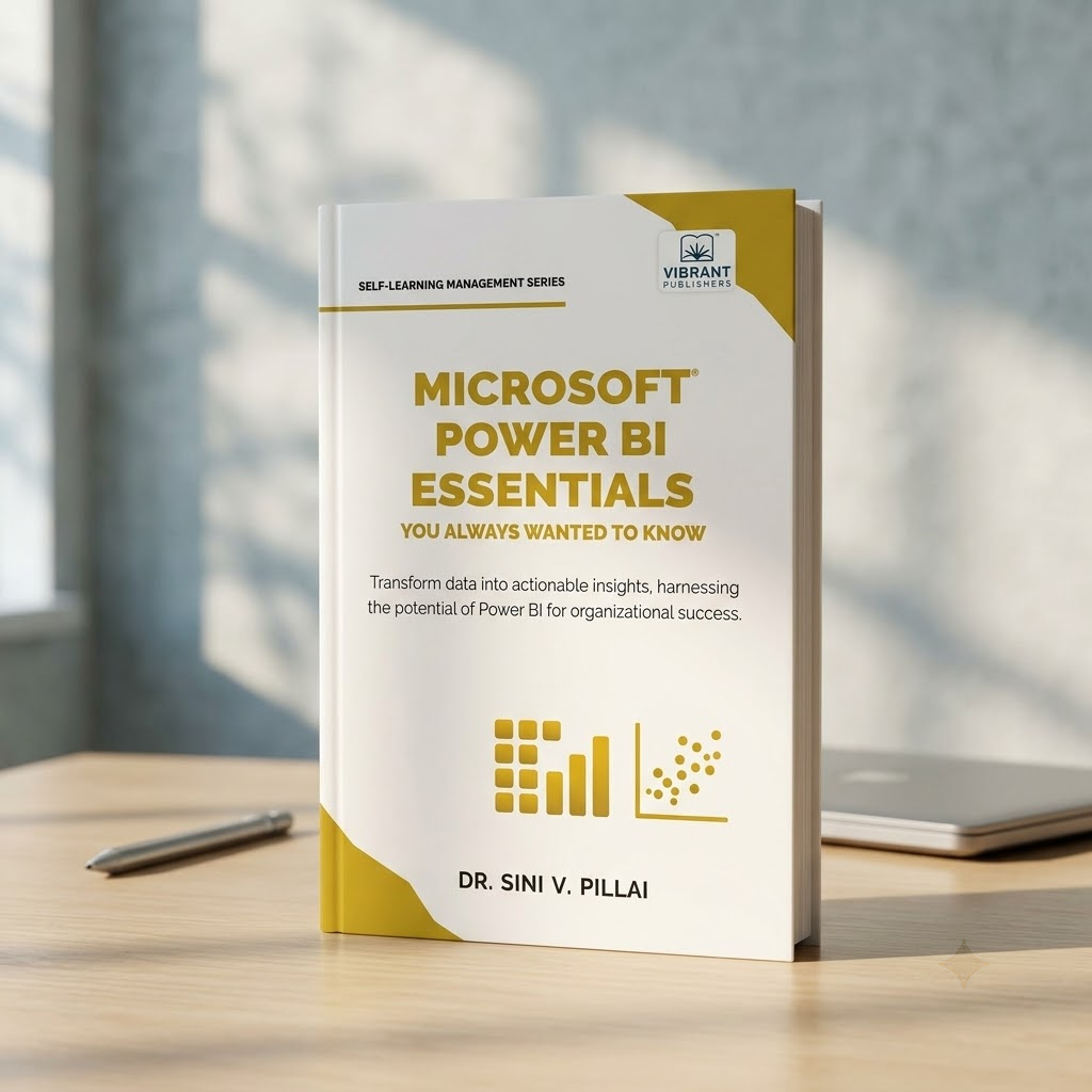A paperback book titled "Microsoft Power BI Essentials" by Dr. Sini V.