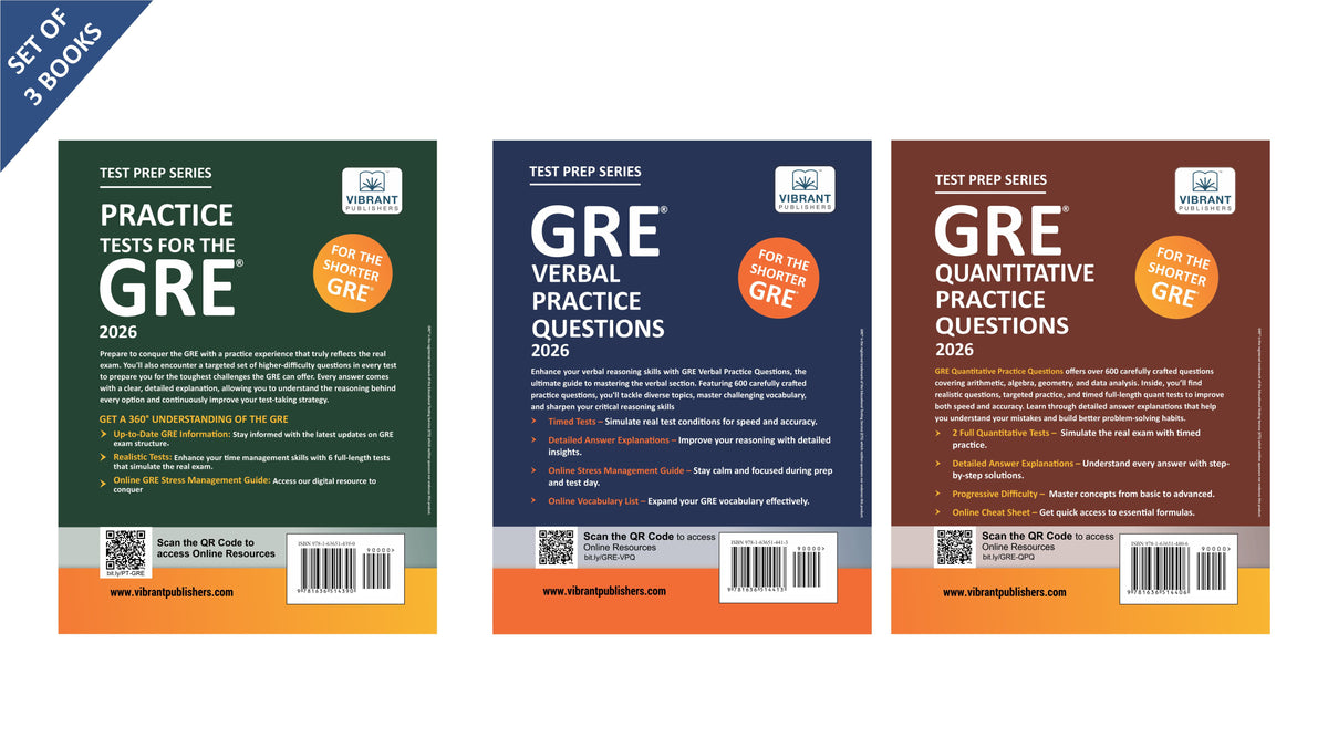 GRE Complete Prep Set 2026: Practice Tests, Verbal & Quantitative Practice Questions, 1700+ Questions, Full-Length Tests, Timed Practice & Detailed Explanations – Set of 3 Books