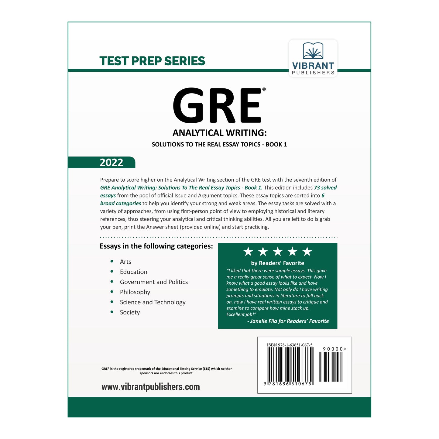 GRE Analytical Writing: Solutions to the Real Essay Topics – Book 1 (2022 Edition)