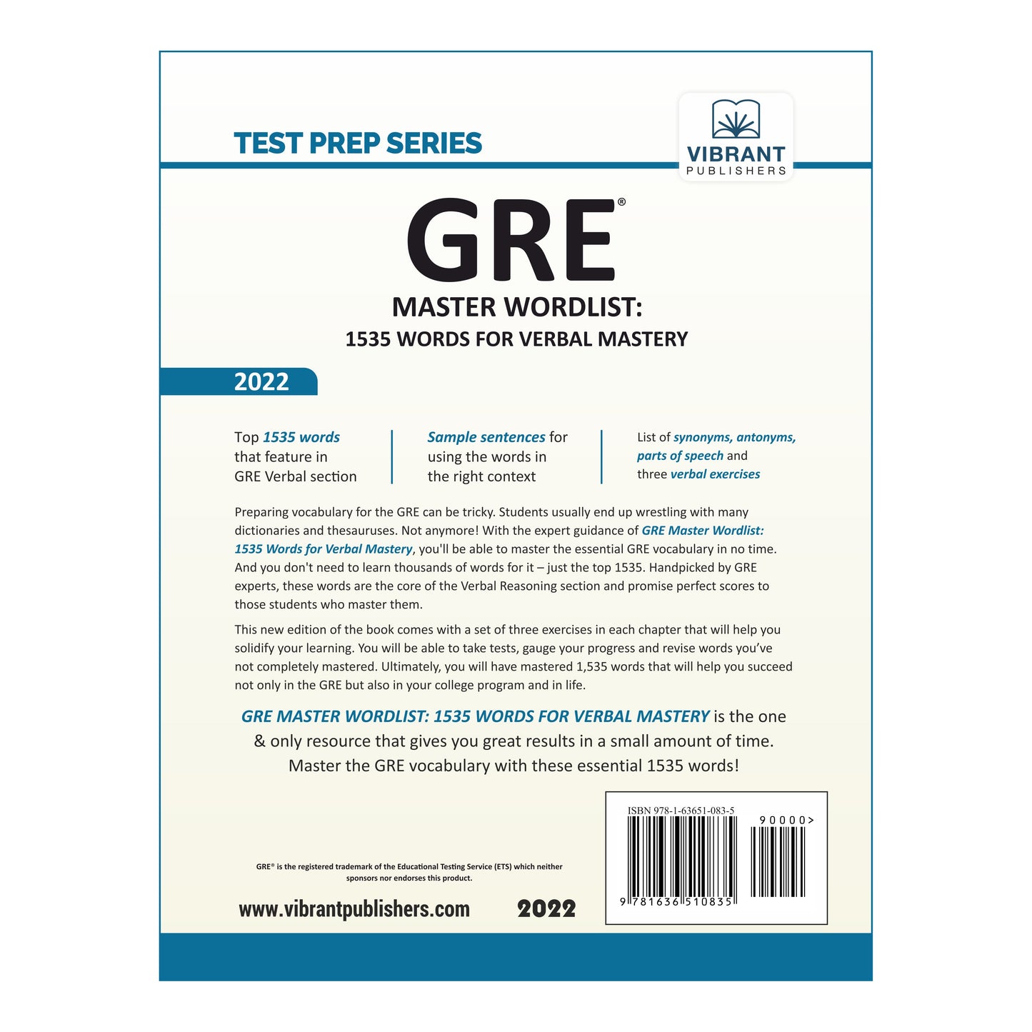 GRE Master Wordlist: 1535 Words for Verbal Mastery (2022 Edition)