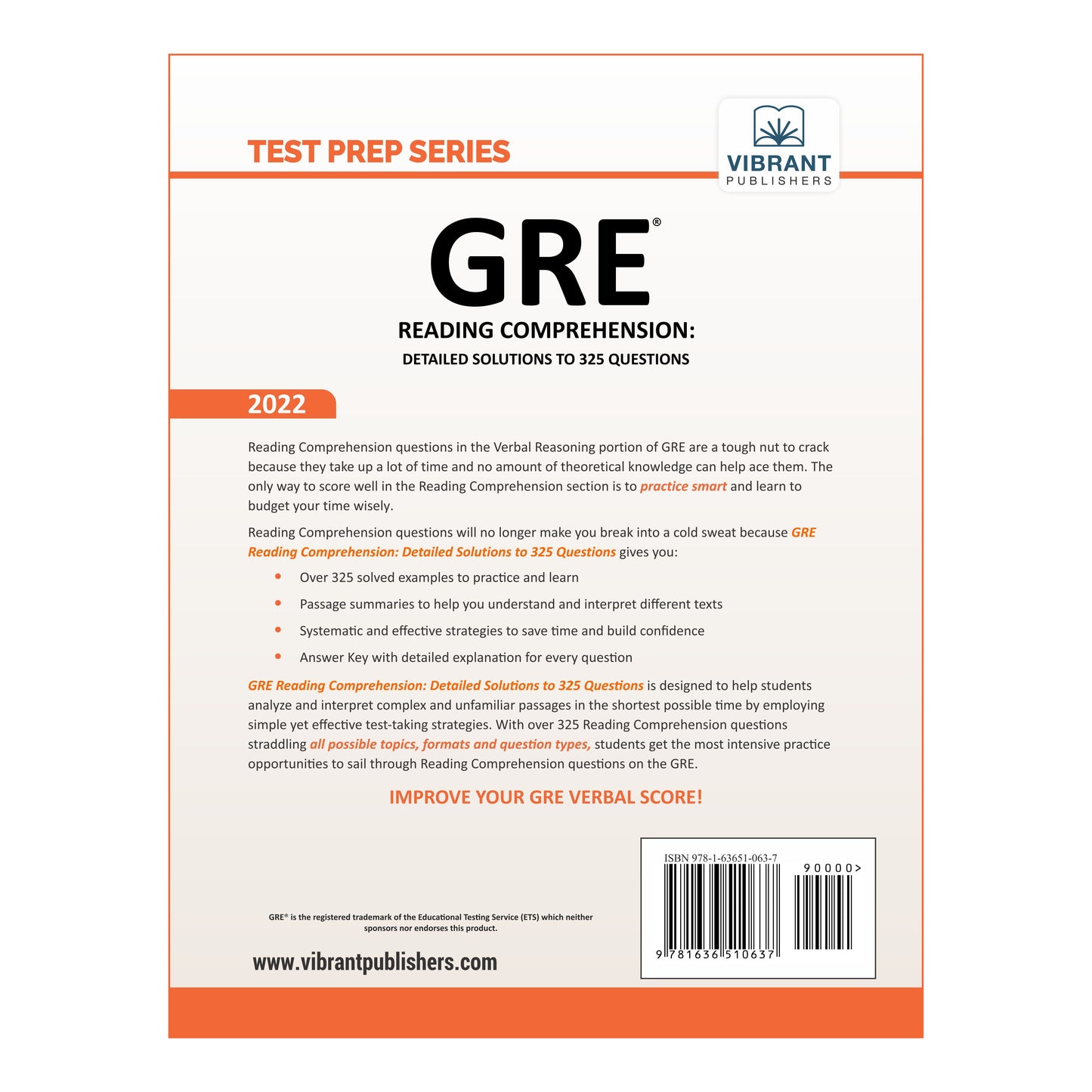 GRE Reading Comprehension: Detailed Solutions to 325 Questions (2022 Edition)